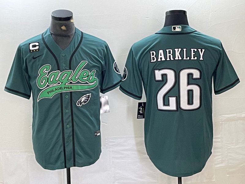 Men Philadelphia Eagles 26 Barkley Green 2024 Nike Co branded NFL Jersey style 11